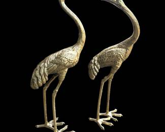 Pair Large Vintage Brass Cranes