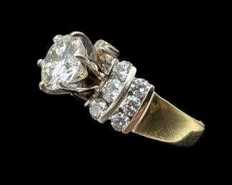 14k Yellow Gold & 4.89cwt Diamond Solitaire Ring Side View