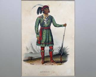 Book Plate Lithographed, printed, & colored by J. T. Bowen of "Asseola, a Seminole Leader" Published by D. Rice & A. N. Hart in Philadelphia with additional text
