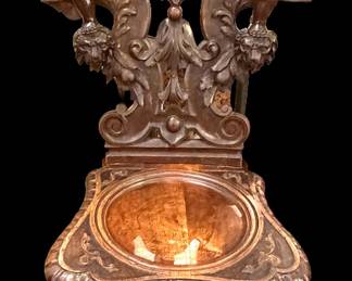 Italian Renaissance Style Carved Walnut Sgabello Side Chair