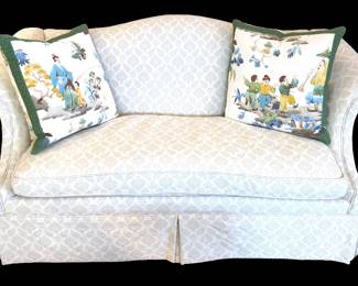 Camel-back Loveseat Sofa with Beautiful Upholstery!