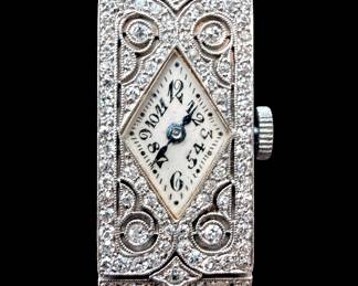 Platinum Vintage Waltham Diamond Watch