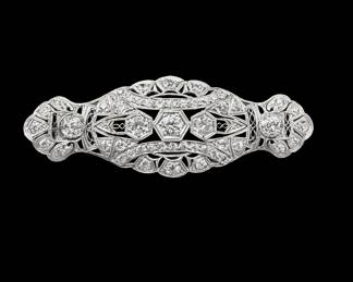 14k White Gold Vintage Pin with Diamonds