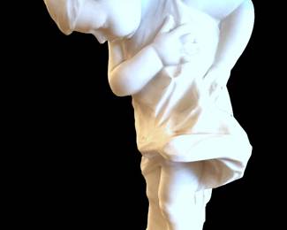 Antique Carved Marble Statue of Boy