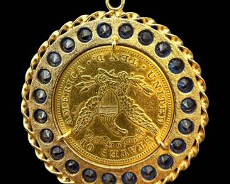 14k Yellow Gold 1895 Liberty Coin Pendant back
