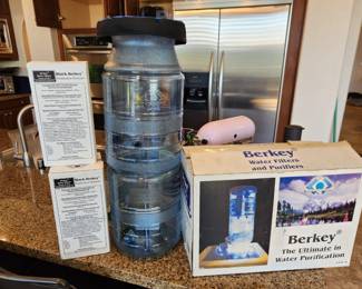 Berkey Light Water Purification System. Unlike the stainless steel models, this one is made of high-impact, BPA-free copolyester, which makes it much lighter and allows you to see the water level at a glance.