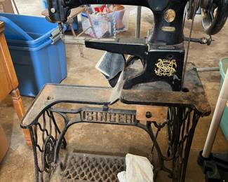 Very cool old leather sewing machine 