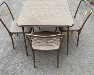 2 complete sets of vintage Cosco Hamilton table/charis, chairs are unique Gatefold type