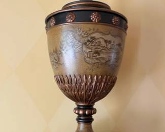 Pair of Large Ornate Neoclassical Style Decorative Urns with Lid 