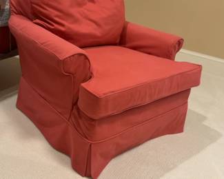 Red Slipcovered Armchair with Oversized Back Cushion - Price per Armchair