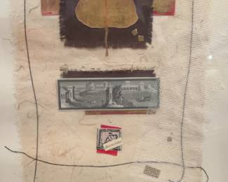 Framed Botanical Mixed Media Collage Art