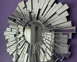 Modern Art Deco Style Round Sunburst Wall Mirror