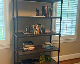Industrial Style 5-Tier Pipe and Reclaimed Wood Bookshelf - W 40” x D18” x H7’ 