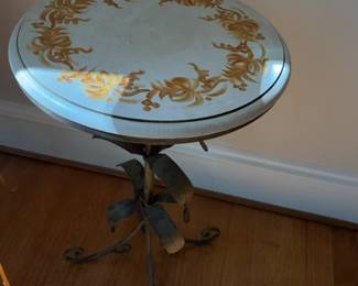 Iron Leaf Wood Top Table 20” Dia - 30” Tall