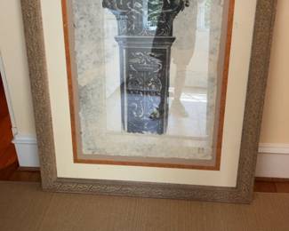Framed Romanesque Architectural Column Print on Handmade Paper 42 x 58