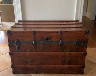 Steamer Trunk with Metal Hardware - W38” x D21.5” x H25.5