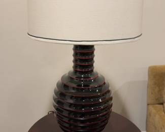 Modern Ribbed Ceramic Table Lamp with Drum Shade - 33” Tall - Price per One