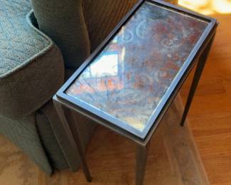 Salvations Newton Occasional Table Silver Lame Finish - L14” x W8” x H17”