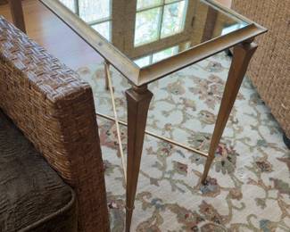 Kellogg Collection Alina Side Table Gold Leaf Mirror Top - 26 x 15 x 24