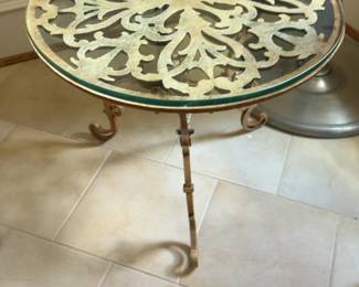 Art Deco Ornate Filigree Metal and Glass Coffee Table