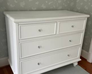 Classic White 4-Drawer Dresser with Crystal Knobs - W46” x D22” x H38”