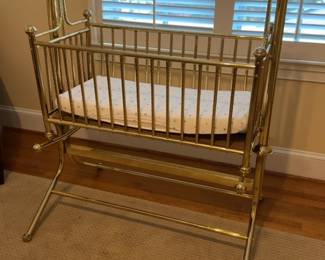 Vintage Brass Rocking Baby Bassinet