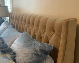 Modern Upholstered King Bed Frame and Quilted Bedding Set