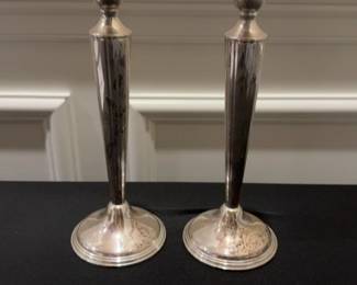 Pair of Empire Sterling Silver Taper Candle Holders - Sold as Set
