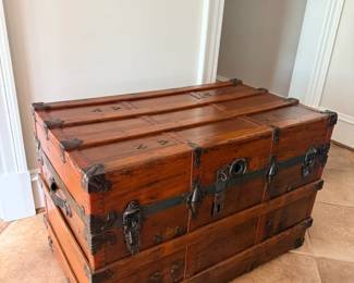 Steamer Trunk with Metal Hardware