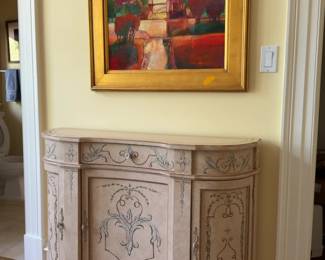 Hand-Painted French Country Style Console Cabinet
