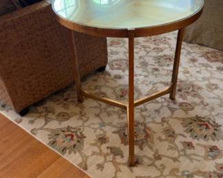 Kellogg Collection Gold Leaf Mirror Top 25” Round Side Table 26” Tall - Price per One