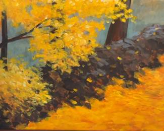“Through the Woods" Framed Oil Painting by Karen Dupre 30 x 50