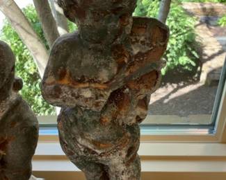 Pair of Cast Iron Cherub Statues 