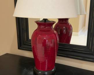 Pair of Dean Trimble Red Glazed Ceramic Table Lamp - Sold as Set