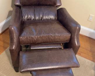 Arhaus Alex Leather Recliner Armchair in Dark Walnut