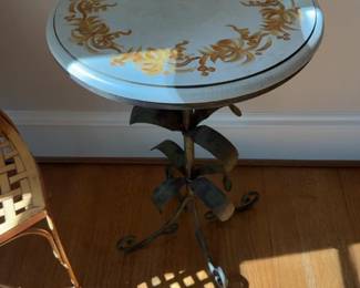 Iron Leaf Wood Top Table 20” Dia - 30” Tall