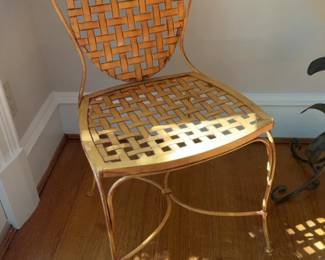 Vintage Orange Woven Metal Bistro Chair