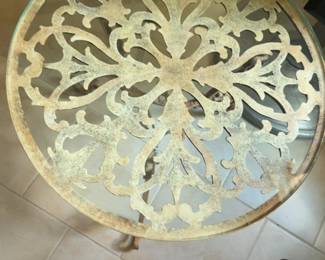 Art Deco Ornate Filigree Metal and Glass Coffee Table