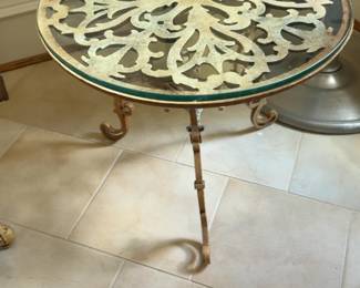 Vintage Ornate Filigree Metal and Glass Coffee Table