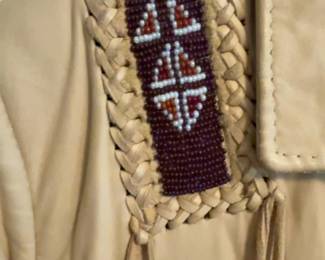 Mealey’s Pitic Leather Handcrafted Western Fringe Beaded Jacket Sz 8
