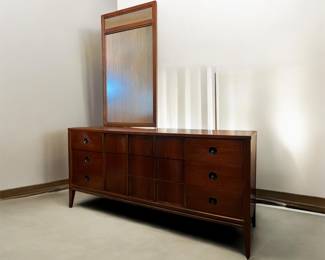 Mid Century Dresser, Tallboy, Mirror, Nightstand, Headboard set