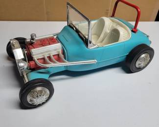 Vintage blue Barbie car with damage. Looke at photos closely.