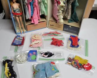 Vintage Barbie Case with Barbie Doll, Outfits, & Accessories from 1962