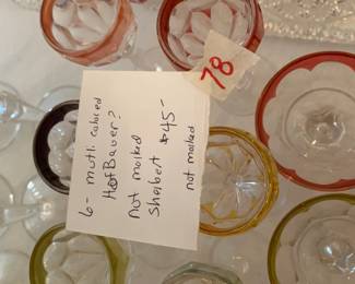 #78 6 Multi color Hofbraur 5 inch sherbert not marked $45.00