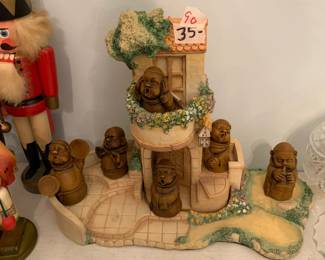 #90 6 monks legno Art made in Italy on wall $35.00