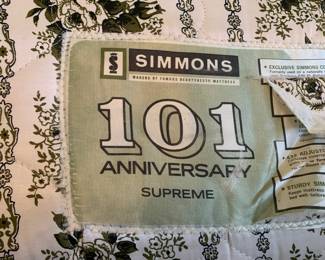 #37 King brass headboard $30.00 #38 Simmons king mattress Vintage $20.00