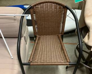 #49 Plastic wicker and metal patio chair $20.00