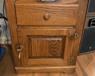 #20 White clad oak endtable w 1 drawer and 1 door 21x19x25" $75.00