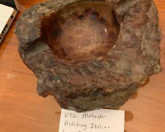 #125 Vtg. Alabaster Hand Carved Ash Tray - Made in Italy $20.00