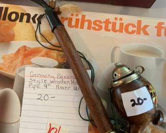 #106 Germany Bavarian Style Wooden Hooken Pipe 9" never used $20.00